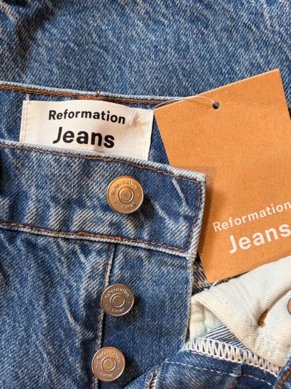 REFORMATION Cynthia High Rise Straight Jeans Size 23 NWT Colorado Blue Wash - Picture 5 of 13